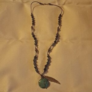 SOLD Chan Luu Blue Beaded -  Turquoise Leather Necklace  925 Sterling Hardware